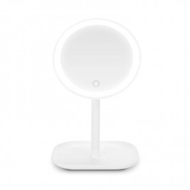 Yoghi - BEAUTY STAND - Miroir grossissant LED tactile - 10X - 16 cm - Intensité réglable - Base de rangement intégrée