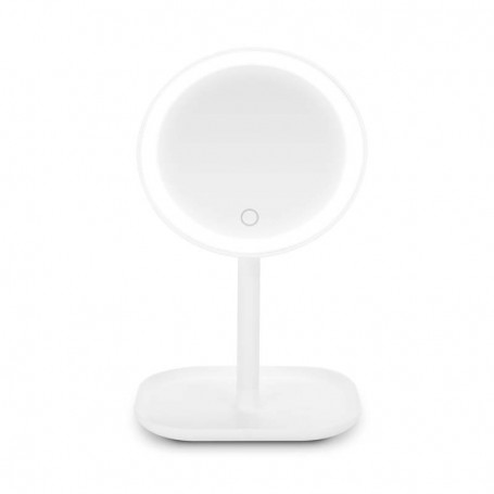 Yoghi - BEAUTY STAND - Miroir grossissant LED tactile - 10X - 16 cm - Intensité réglable - Base de rangement intégrée