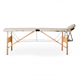 Yoghi - TDM102 CREAM - Table de massage pliante 2 zones - Bois de hêtre - Dossier réglable - Housse de transport incluse