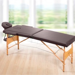 TABLE DE MASSAGE PLIANTE 2 ZONES BOIS PORTABLE TDM102 MARRON YOGHI